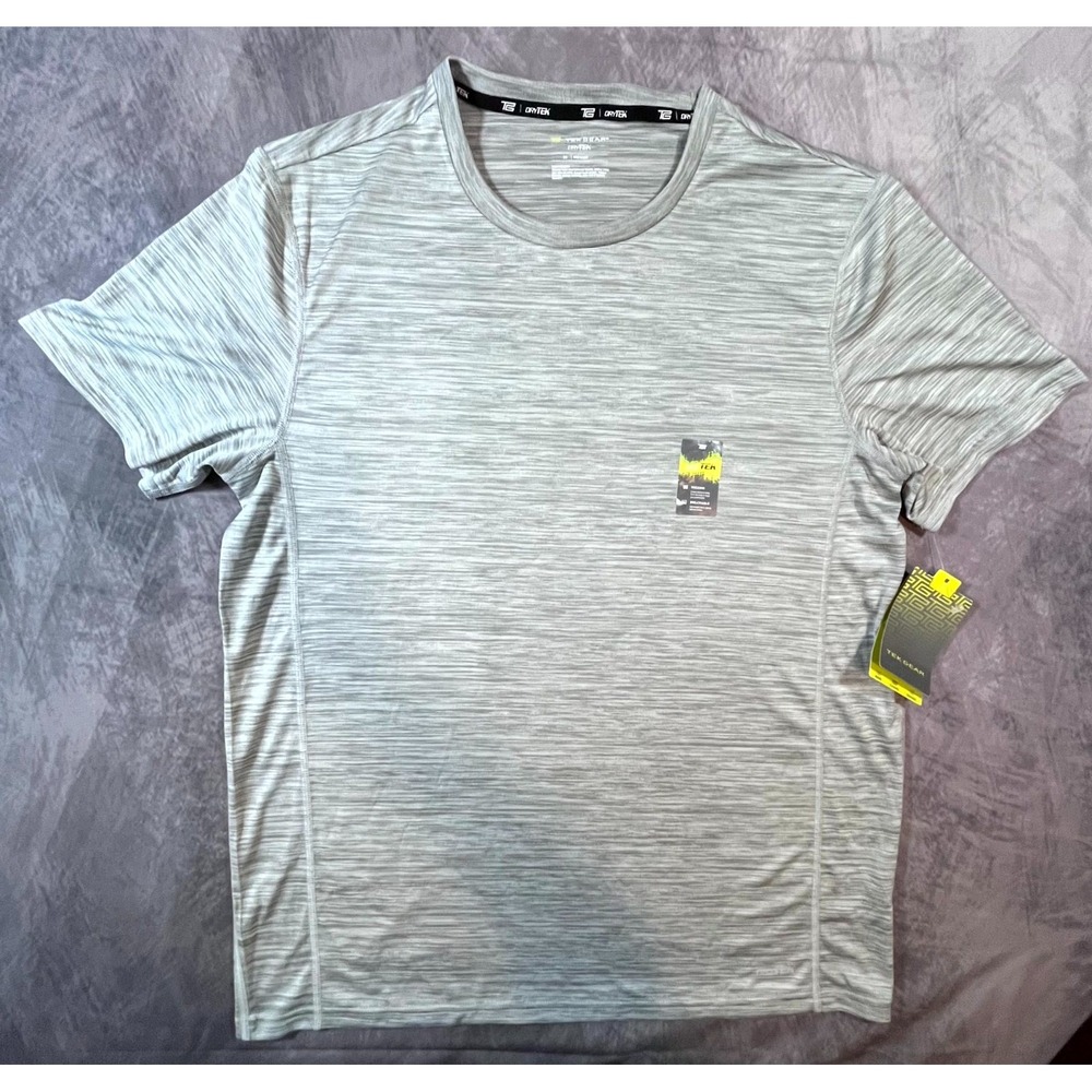 Tek Gear Dry Tek T-Shirt Mens Medium Gray Space Dye Moisture Wicking Gym Tee